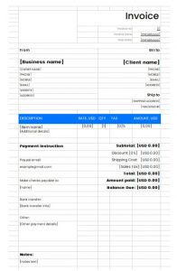 Invoice Sample Excel 