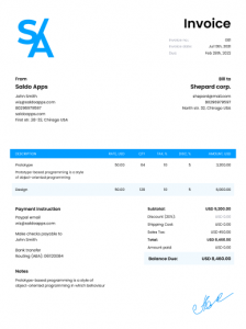 Filled Invoice Sample 