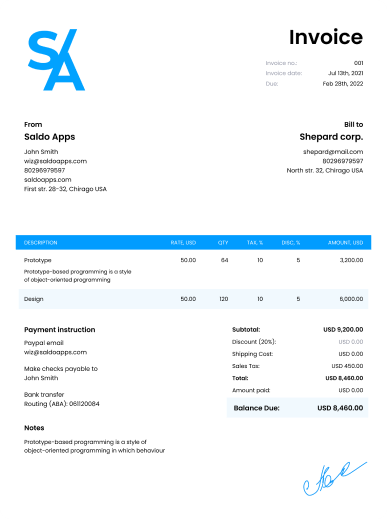 Airbnb Invoice Template - Edit I Download - Saldoinvoice