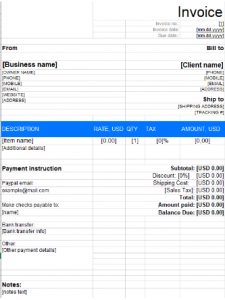 Excel invoice sample 