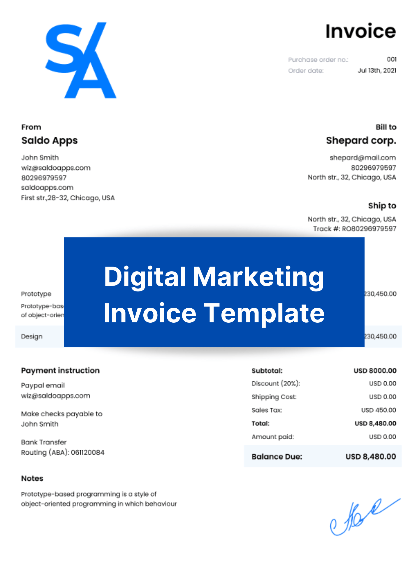 Free Digital Marketing Invoice Sample Saldoinvoice