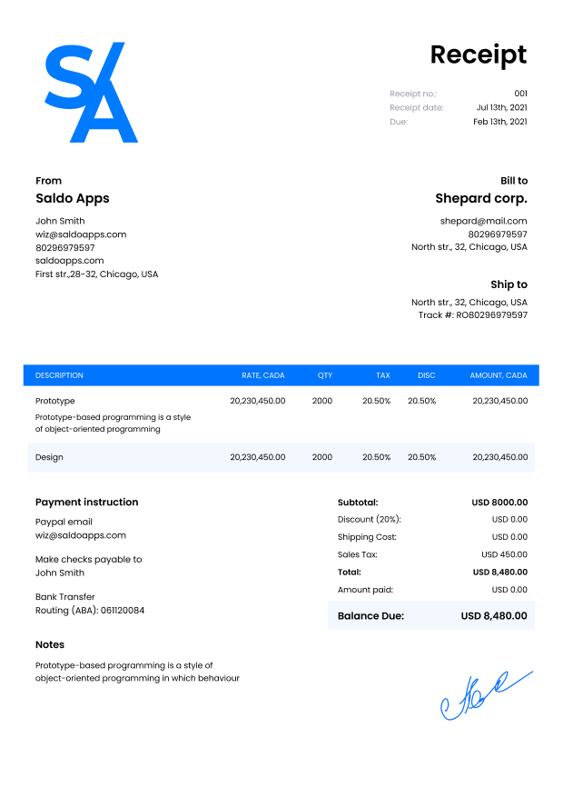 Receipt Template  📃 Free Invoice Generator