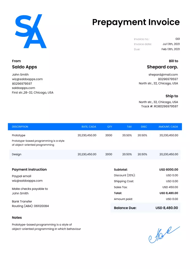 Invoice For Advance Payment Download Prepayment Invoice Templates with